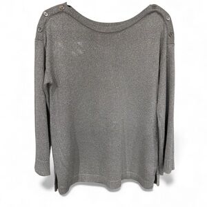 Calvin Klein Button Shoulder Metallic Silver Sweater‎